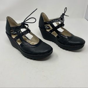 FLY LONDON Lace Up Caged Wedges